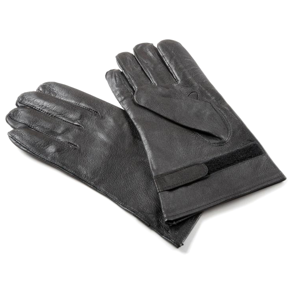 detail French Army Leather Gloves - Black - unused