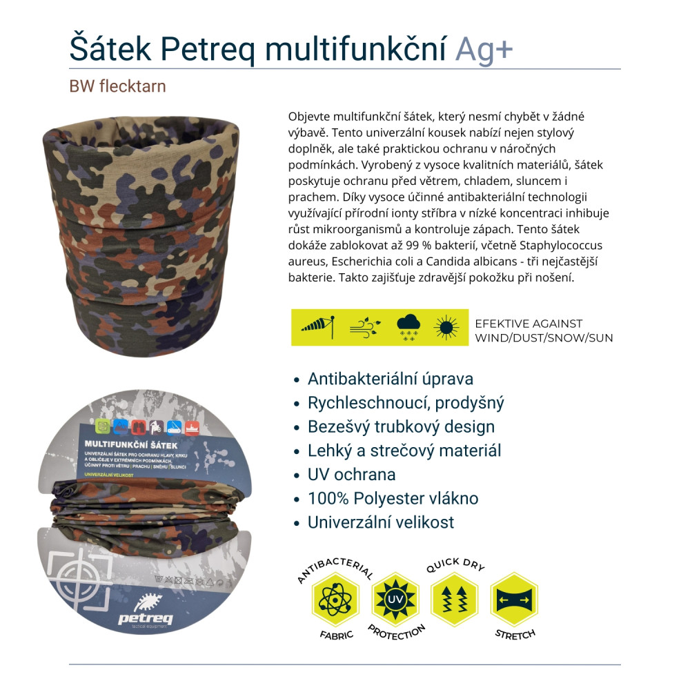detail Petreq Multifunction Scarf Ag+ BW Flecktarn - new